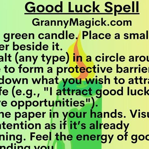 Margaret Jamison on Instagram: "Very simple good luck spell. The most important aspect of any spell is your intention & belief. Focus on positivity & openness to the good things coming your way!" Luck Spell For Someone Else, Spell To Make Things Go Your Way, Good Luck Spell For Someone Else, Spell For Luck, Spell For Good Luck, Good Luck Spell, Lucky Things, Luck Spell, White Magic Spells