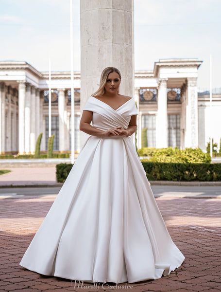 Melis – Marelli Exclusive Wedding Dresses For Oversized Women, Duchess Satin Wedding Gown, Elegant Wedding Dress Big Bust, Sophisticated Wedding Dress Plus Size, Mikado Wedding Dress Plus Size, Off The Shoulder Ball Gown Wedding Dress Plus Size, Plus Size Mikado Wedding Dress, Wedding Dress For Large Bust Plus Size, Fall Wedding Dress Plus Size Simple