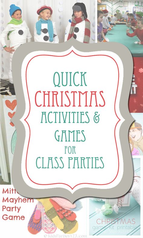 Quick Christmas Activities & Games for Class Parties Christmas Class Party Ideas, School Christmas Party Games, Christmas Class Party, Class Party Ideas, Classroom Christmas Party, School Holiday Party, School Christmas Party, Mom Ideas, Christmas Kindergarten