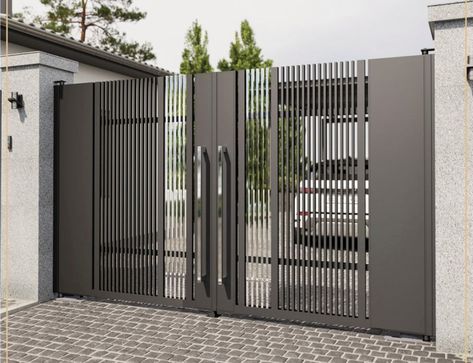 Big Gates Entrance Modern, Classic Gate Design, Front Gate Design Modern, Partition Outdoor, Modern Iron Gate Designs, Modern Front Gate Design, Compound Wall Gate Design, Main Gate Designs, New Gate Design