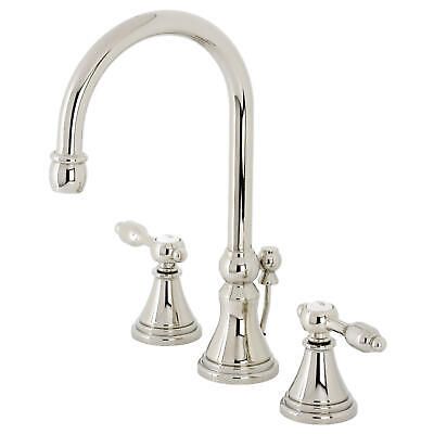 (eBay) Kingston Brass KS298.TAL Tudor 1.2 GPM Deck Mounted Widespread - Nickel Shower Cubby, Vessel Sink Vanity, Bathroom Faucets Chrome, Tudor Cottage, Lavatory Sink, Console Sink, House Pool, Plumbing Bathroom, Lean Back