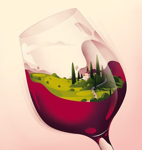 HIGHT SPIRITS on Behance Art Du Vin, 동화 삽화, Wine Poster, Wine Design, Wine Art, Art Et Illustration, Landscape Illustration, Art And Illustration, Flat Illustration