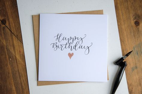 Modern and minimalist birthday card featuring a geometric design. Perfect for a stylish birthday#birthdayfonts #handdrawn #happybirthday #fontdesign #birthdaycelebration Gold Birthday Card, Calligraphy Birthday Card, Calligraphy Birthday, Happy Birthday Calligraphy, Happy Birthday Font, Rose Gold Birthday, Happy Birthday Cards Handmade, Black Calligraphy, Calligraphy Cards