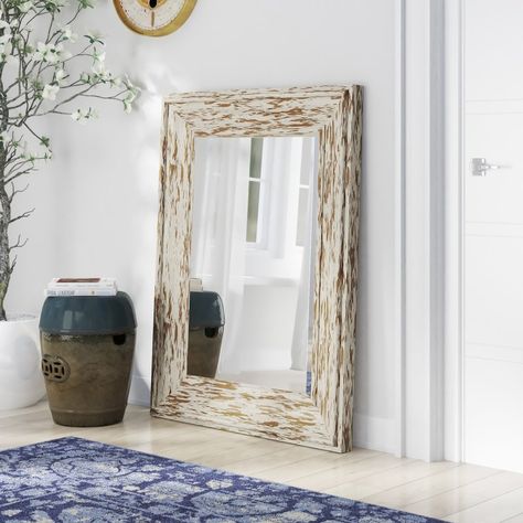 Rectangle Distressed Wall Mirror Full Length Mirror Wall, Farmhouse Vintage, A&b Home, Large Bathrooms, Accent Mirror, Rectangle Mirror, Mirrors For Sale, Wood Mirror, Fir Wood