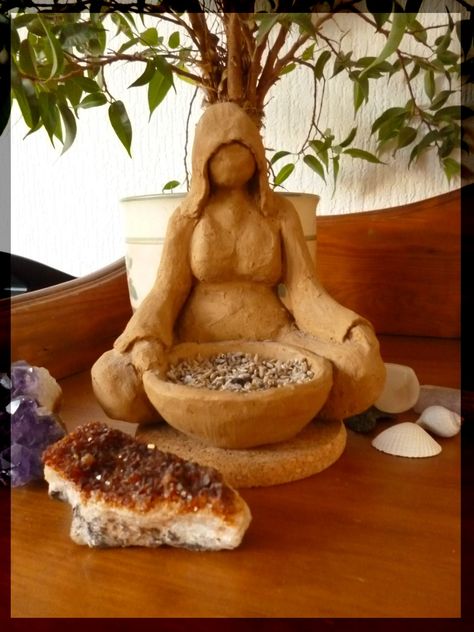 Journey Painting, Earth Witch, Wiccan Crafts, Pagan Crafts, Yoga Decor, Pagan Art, Earth Goddess, Pagan Altar, Offering Bowls