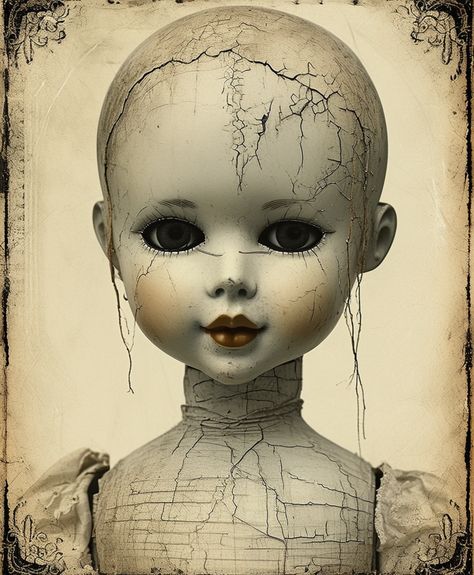 Creepy Doll Image one - You Goth This's Ko-fi Shop - Ko-fi ❤️ Where creators get support from fans through donations, memberships, shop sales and more! The original 'Buy Me a Coffee' Page. Matching Emojis, Cracked Doll, Gothic Junk Journal, Creepy Doll, Creepy Dolls, Craft Sale, Goods And Services, Juno, Art Project