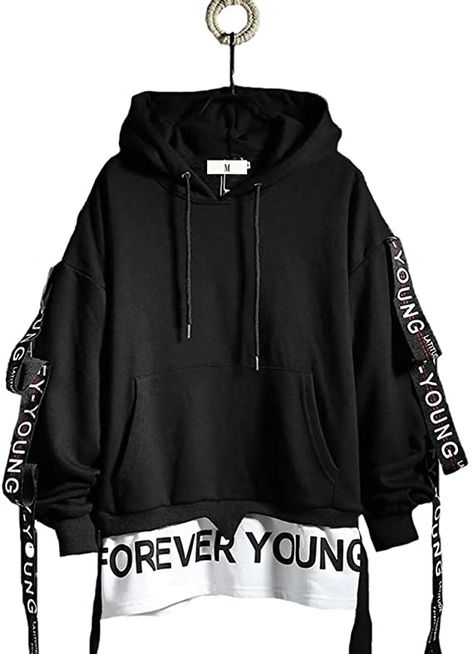 Hello MrLin Men’s Techwear Streetwear Hip Hop Fashion Hoodie Japanese Harajuku Outfits Black : Amazon.co.uk Grunge Shoes, Techwear Streetwear, Hip Hop Sweatshirts, Hoodies Men Style, Sweater Fabric, Stylish Hoodies, Harajuku Outfits, Streetwear Clothes, Tomboy Style Outfits