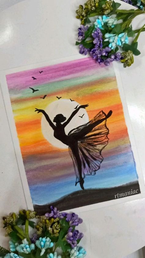 Color Art Lessons, Ballerina Drawing, Hand Art Kids, Sunset Canvas Painting, Soft Pastels Drawing, Oil Pastel Drawings Easy, Soft Pastel Art, Butterfly Art Painting, Landscape Painting Tutorial