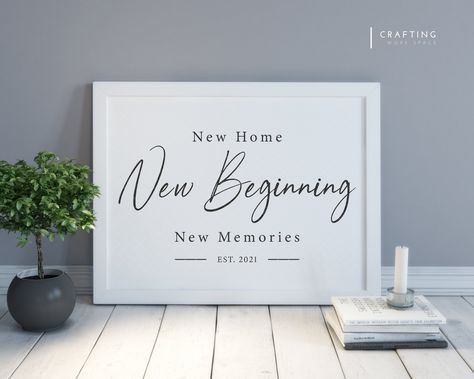 New Home New Beginnings New Memories, Cricut First Home Gift Ideas, Housewarming Gift Cricut, Our First Home Sign, Cricut New Home Gift Ideas, New Home Gift Ideas Diy, Manufactured Farmhouse, Cricut Housewarming Gift, First Home Gift Ideas