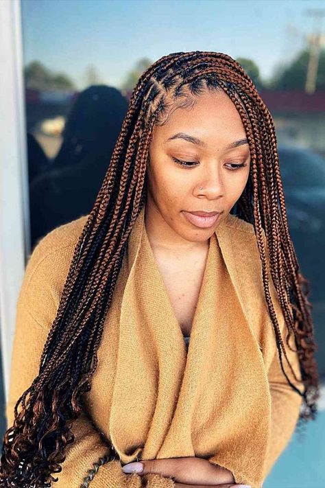 Long Dark-Rooted Warm Brown Knotless Box Braids with Wavy Ends Latest Braid Styles, Brown Box Braids, Knotless Braids Hairstyles, Brown Braids, Rasta Hair, Black Box Braids, Triangle Box Braids, Colored Box Braids, Knotless Box Braids