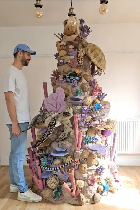 Cardboard coral reef, artist Josh Gluckstein Coral Diy Decor, Coral Reef Poster Project, Coral Reef Decor, Cardboard Sea Animals, Josh Gluckstein, Cardboard Sea Creatures, Diy Coral Reef, Coral Reef Project, Coral Reef Sculpture