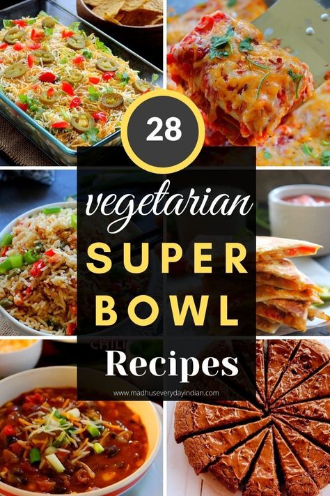 Vegetarian Super Bowl recipes that are so tasty and delcious and will be loved by even meat eaters. This round has appetizers, soup, vegetarian and vegan entress and desserts. Get ready for the big game and enjoy these super tasty recipes with your friends and family. #vegetariansuperbowlrecipes #superbowlrecipes #vegetarian #vegan #superbowlpartyrecipes Vegetarian Super Bowl Recipes, Superbowl Chili Recipe, Vegetarian Super Bowl Food, Vegetarian Super Bowl, Vegan Superbowl Food, Super Bowl Food Easy, Vegan Super Bowl, Super Bowl Food Healthy, Super Bowl Recipes