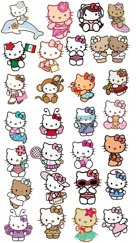 Cute Stickers Sheet Printable, Vintage Hello Kitty Stickers, Hello Kitty Scrapbook Ideas, Hello Kitty Stickers Printable, Sanrio Stickers Printable, Print Out Stickers, Sanrio Sticker Sheet, Hello Kitty Eating, Sticker Hello Kitty