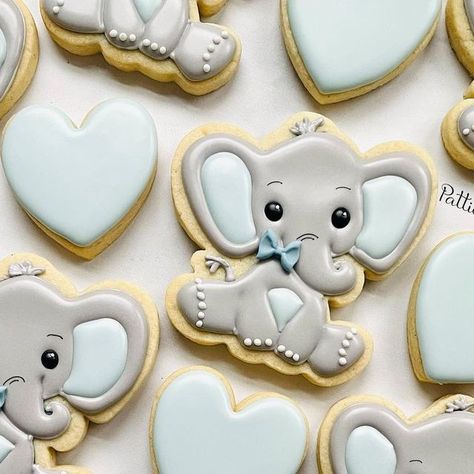 Decorated Elephant Cookies, Elephant Cookies Decorated, Elephant Sugar Cookies, Elephant Baby Shower Cookies, Elephant Cookie, Celebration Cookies, Elephant Birthday Party, Safari Cookies, Elephant Cookies