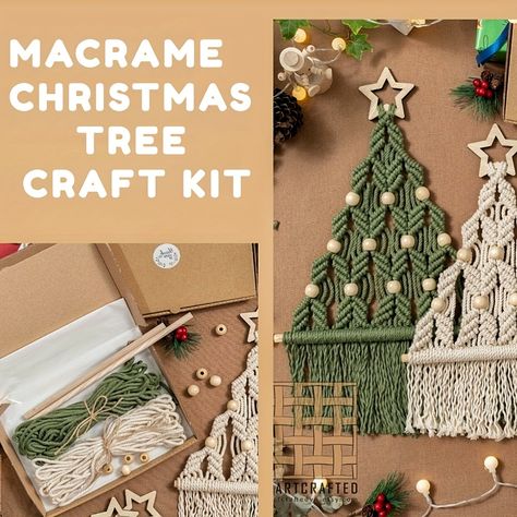 Faster shipping. Better service Christmas Tree Kit, Macrame Christmas, Beginner Crafts, Tree Craft, Wooden Hanger, Christmas Tree Crafts, Navidad Diy, Christmas Crafts For Gifts, Simple Christmas Tree