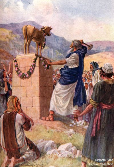 The Golden Calf The Golden Calf, Golden Calf, Bible Artwork, Church Pictures, Bible School Crafts, Bible Images, Bible Illustrations, Christian Images, Bible History