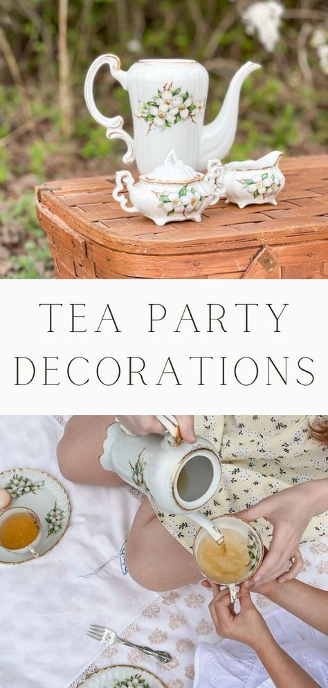 Enjoy a backyard vintage tea party with kids or invite your friends over for an adult tea party picnic with these simple tea party decoration ideas. These easy ideas will make any kind of afternoon tea special. Bring a floral arrangement, cake stands, picnic baskets, old trays, linens, and food. Using a pastel color scheme for the perfect outdoor spot of tea. Grab thrift stores china to create a victorian or shabby chic event. Picnic Ideas For Kids, Vintage Tea Party Decorations, Simple Tea Party, Party Picnic Ideas, Rustic Tea Party, Outdoor Tea Party, Yea Party, Tea Party Picnic, Outdoor Tea Parties