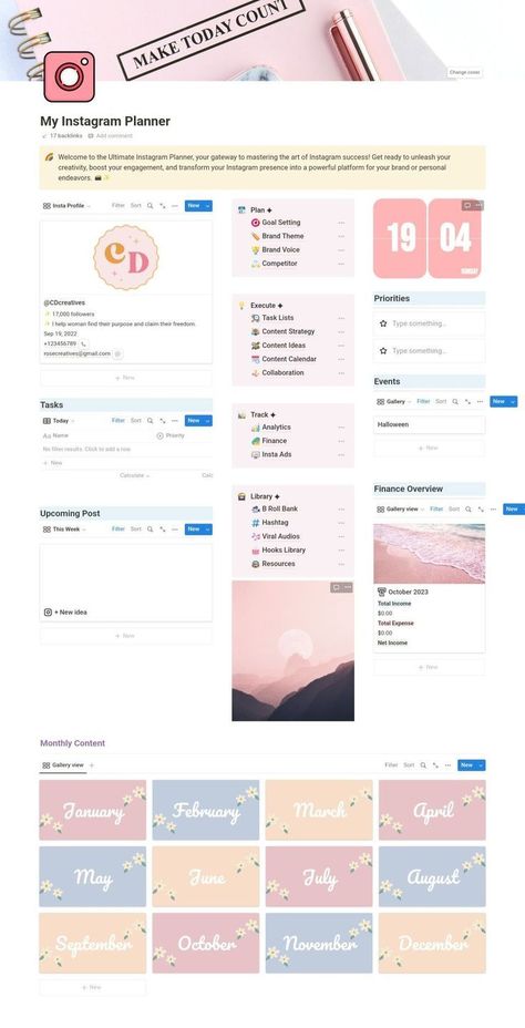 A simple and effective , perfect for planning your posts, tracking your analytics, and staying. #Content_Creator_Notion_Template #Notion_Inspo #Social_Media_Content_Planner #Campaign_Planning Social Media Schedule Template, Instagram Content Planner, Content Planner Template, Notion Inspo, Content Calendar Template, Free Daily Planner, Social Media Content Planner, Weekly Planner Free, Instagram Planner