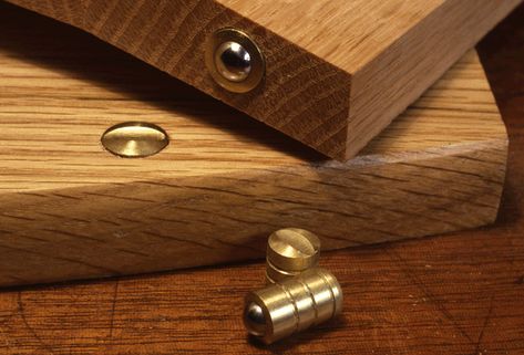 Ball catches are also known as bullet catches, and they hold a door securely closed with a reassuring, classy click sound. The catch is a spring-loaded, Small Hinges, Brass Accessories, Cabinet Hinges, Flush Doors, Quality Cabinets, Small Cabinet, The Catch, Wood Detail, Furniture Handles