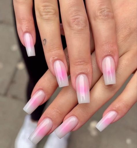 Disco Ball Nails, Square Shape Nails, Pink Aura Nails, Sqaure Nails, Ball Nails, Aura Nails, Aurora Nails, Shape Nails, Milky Nails