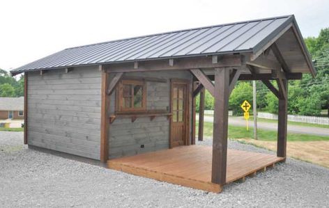 12x22 Rustic Sunsetter Pavilion Screened Shed, She Shed With Wrap Around Porch, Shed And Patio Combo, Cottage Shed With Porch, Sheds With Overhang, Out Buildings Sheds, Shed With Gazebo Attached, Shed And Pergola Combo, Shed Pavilion Combo