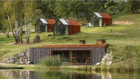 Nature Spa, Small Cabins, Glass Cabin, Open Architecture, Wellness Resort, Glass Structure, Tiny House Cabin, Small Houses, Corten Steel