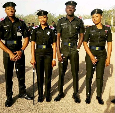 This photo of the Nigerian Police is everything... Nigeria Police, Canada Information, Cap Hairstyles, Sandakan, Restorative Justice, Correctional Officer, Police Academy, Military Forces, Fire Service