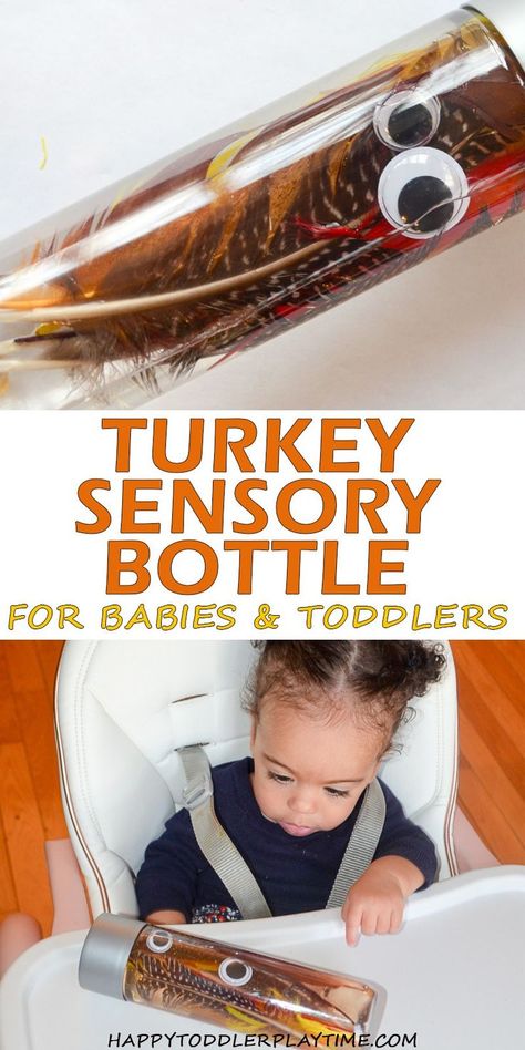 Turkey Sensory Bottle – HAPPY TODDLER PLAYTIME Here is a fun and easy to make Thanksgiving sensory bottle. It’s a great way to involve babies and toddlers in the holiday fun! #thanksgivingcrafts #thanksgivingcraftsforkids #sensorybottles #sensory #babyactivity Thanksgiving Toddler Activities, Sensory Painting, Thanksgiving Sensory, November Lesson Plans, Thanksgiving Lesson Plans, Thanksgiving Activities Preschool, Thanksgiving Crafts For Toddlers, Thanksgiving Toddler, Thanksgiving Lessons