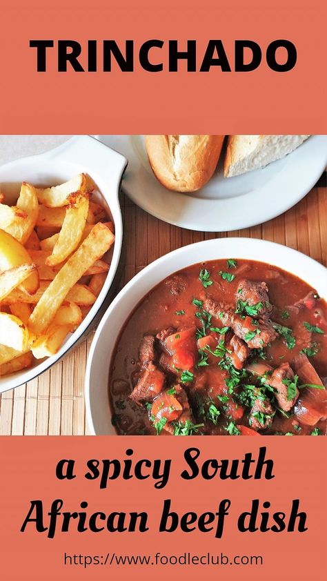 Trinchado is a favourite South African dish made from strips of tender beef, swimming in a thick peri peri flavoured sauce. Trinchado is traditionally served with either chips or rice and a crusty roll to mop up the juices. #foodleclub #homemade #trinchado #Southafricanfood Beef Trinchado, African Stew, Easy Suppers, South African Dishes, West African Food, Easy Steak Recipes, Africa Food, African Cooking, Peri Peri