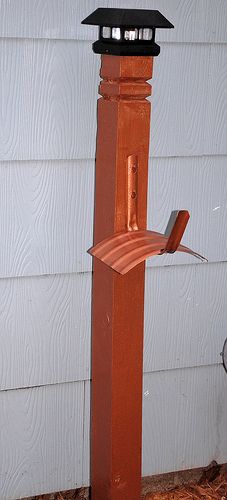 Got this idea from a previous pin - I bought an unfinished wooden post and a metal hose reel, painted them both copper, pre-drilled holes to screw the reel onto the post.  Topped it with a solar post cap and as soon as the Kwikcrete dries the hose is ready to reel onto it.  Cost about $20. Log Creations, Solar Post Caps, Garden Hose Holder, Hose Reels, Garden Hoses, Garden Idea, Wooden Posts, Outdoor Crafts, Yard Decorations