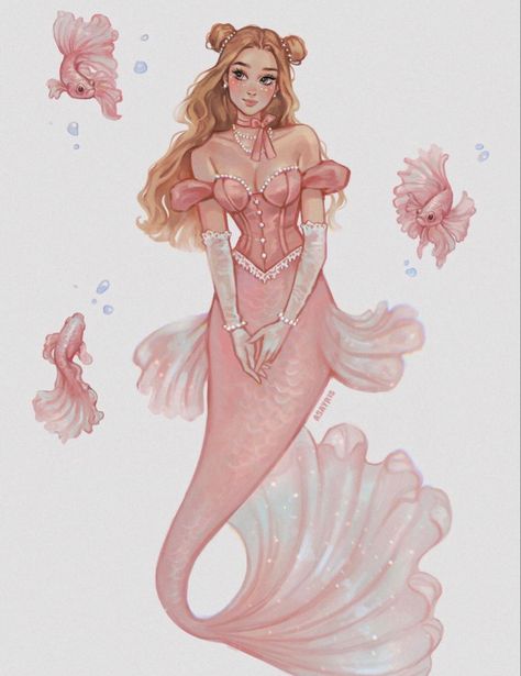 Asayris Art, Mermaid Pose, Mermaid Artwork, Mermaid Illustration, Fantasy Mermaids, 2023 Pink, Mermaid Drawings, Mermaid Aesthetic, Pink Mermaid