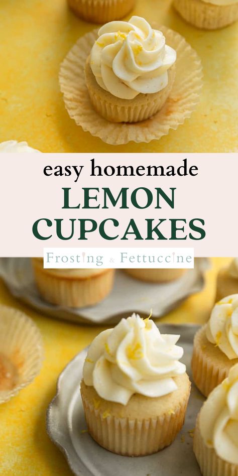 Lemon Icing For Cupcakes, Lemon Pudding Cupcakes, Lemon Cake In A Cup Recipe, Lemon Cupcake Recipes, Easy Lemon Cupcakes, Moist Lemon Cupcakes, Yellow Cupcakes Decoration, Lemon Cupcakes From Box Cake, Lemon Cupcakes From Scratch