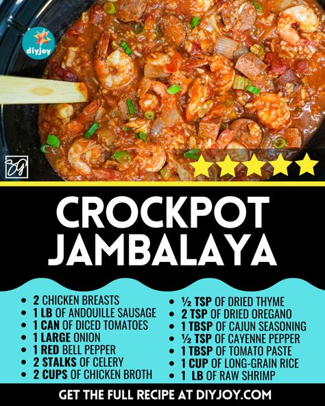 Easy Crockpot Jambalaya, Slow Cooker Jambalaya Recipe Crock Pots, Oven Baked Jambalaya Recipe, Jambalaya In Crockpot, Stove Top Jambalaya, Jumbulyia Recipes Crockpot, Jambalaya Recipe Easy Crock Pot, Jumbulyia Recipes, Crockpot Jambalaya Recipe