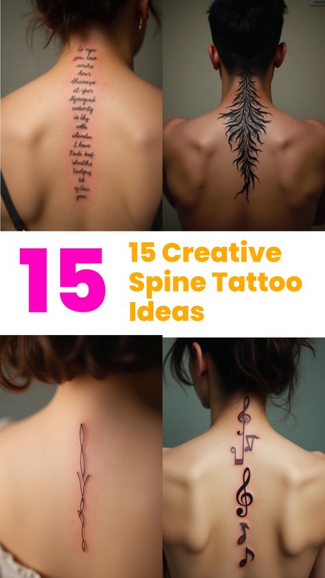 15 Creative Spine Tattoo Ideas Spin Tattoos For Women Ideas, Spine Tattoo Ideas, Scar Tattoo, Spine Tattoos For Women, Pretty Tattoos For Women, Wrist Tattoos For Women, Let It Flow, Spine Tattoo, Spine Tattoos