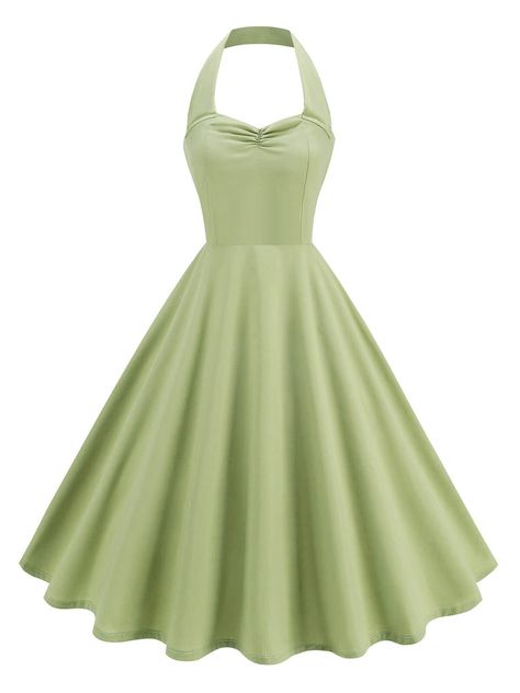 30-70% OFF✓ Fast Shipping✓The 1950s solid sweetheart neck halter dress offers a charming sweetheart neckline with a halter design, perfect for a stylish, retro-inspired outfit. 50s Halter Dress, 1950s Halter Dress, Vintage Prom Dresses 1950s Retro Classy, 60s Dresses Formal, Green 50s Dress, Vintage Hoco Dress, Light Summer Outfits, 1950 Dresses, Bouffant Dress