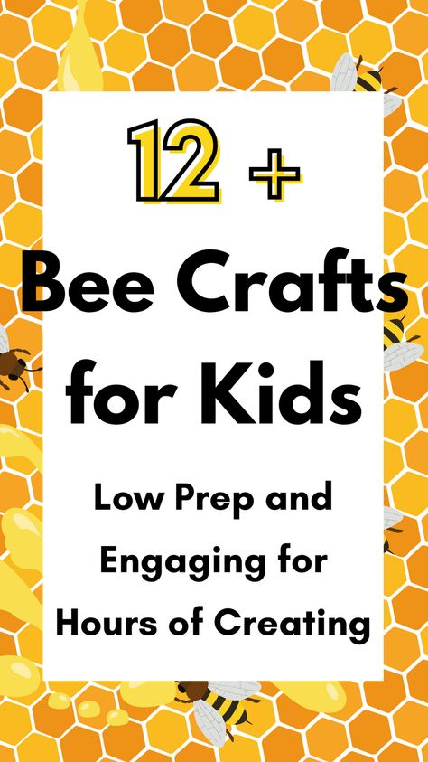 Easy Bee Crafts for Kids (Not Just For Preschoolers!) Looking for craft ideas for your kids to make this spring and summer? These bee crafts are fun for kids of all ages. Low Prep and Minimal Supplies! Bee Craft For Preschoolers, Bee Theme For Preschoolers, Make A Bee Craft, Honey Bee Craft Preschool, Honey Craft, Bee Projects For Preschool, Honey Bee Preschool Activities, Honey Crafts For Kids, Easy Bee Crafts For Kids