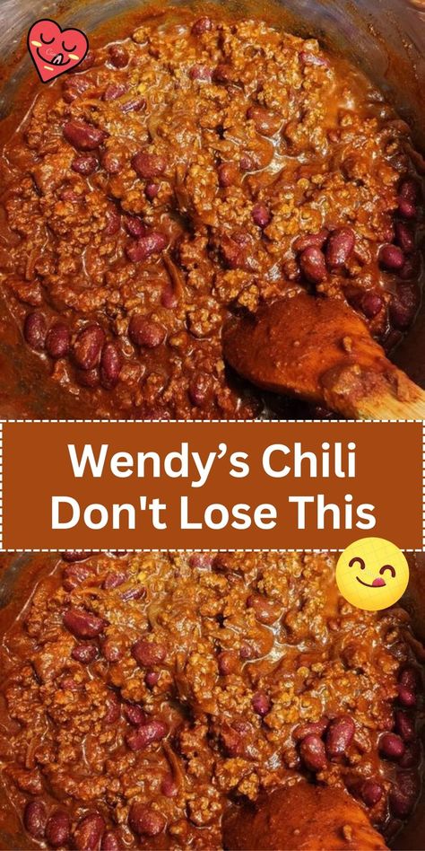 Wendy’s Chili April Dinners, Winning Chili Recipes, Wendy's Chili, Wendys Chili Recipe, Winter Dinners, Homemade Chili Recipe, Recipe Crockpot, Chili Dog, Dinner Favorites