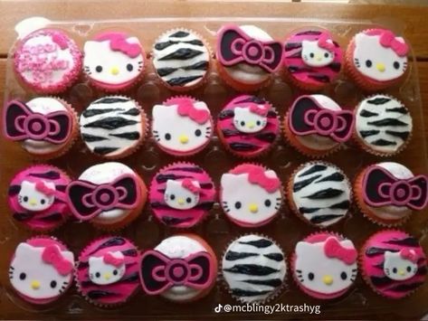 2000s Birthday Party Theme, Zebra Cupcakes, Hello Kitty Baby Shower, Monkey First Birthday, Kitty Cupcakes, Sweet Sixteen Birthday Party Ideas, Cat Cupcakes, Hello Kitty Baby, Hello Kitty Cupcakes