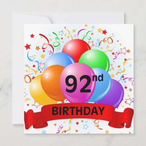 92nd Birthday Balloons Banner Card #birthday #happy #birthday #balloons #party #Card #birthday #birthdayinvitations #partyideas #party #birthdayparty #birthdayideas Happy 92nd Birthday, Happy 91st Birthday, Happy 58th Birthday, Happy 66th Birthday, 60th Birthday Balloons, Happy 55th Birthday, Happy 45 Birthday, Happy 22nd Birthday, Happy 23rd Birthday