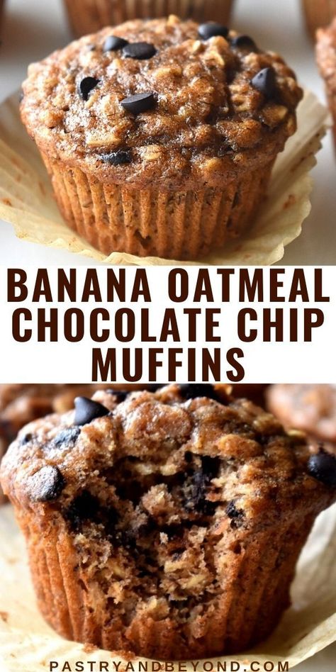 Healthier Banana Bread Muffins, Healthy Banana Oat Chocolate Chip Muffins, Banana Oat Chocolate Muffins, Banana Oat Recipes Easy, Muffins With Bananas And Oats, Banana Chocolate Chip Muffins 3 Bananas, Banana Chocolate Chip Muffins 2 Bananas, Bana Chocolate Chip Muffins, Whole Wheat Banana Bread Muffins