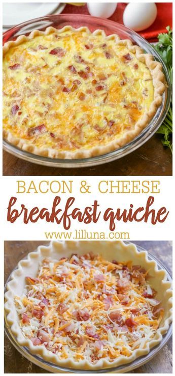 Breakfast Quiche Recipe, Bacon And Cheese Quiche, Casserole Breakfast, Keto Quiche, Breakfast Quiche Recipes, Quiche Recipes Easy, Hot Breakfast, Cheese Breakfast, Bacon And Cheese