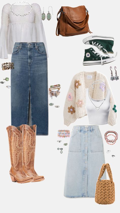 #sweaters #denimskirt #denimskirtoutfit #cowboyboots #converse #boho #coastal #coastalcowgirl #coastalcowgirloutfit Late Winter Early Spring Outfits, Transitional Spring Outfits, Late Winter, Early Spring Outfits, Early Spring, Spring Outfit, Spring Outfits, Outfit Inspirations, Fall Winter