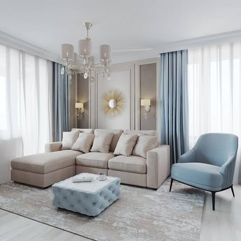 Baby Blue Living Room, Blue Living Room Color, Beach House Decor Living Room, Luxury Sofa Living Room, Luxxu Modern Design Living, Blue Living Room Decor, Flat Decor, Living Room Design Inspiration, Pinterest Room Decor