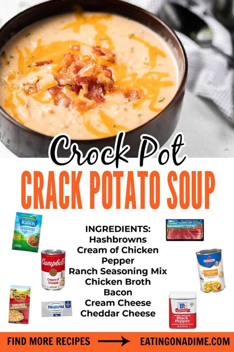 Potato Soup Crock Pot Easy, Crock Pot Potatoes, Potato Soup Crock Pot, Crock Pot Ideas, Crockpot Soup, Crockpot Ideas, Crockpot Dinners, Crockpot Soup Recipes, Potato Soup Recipe