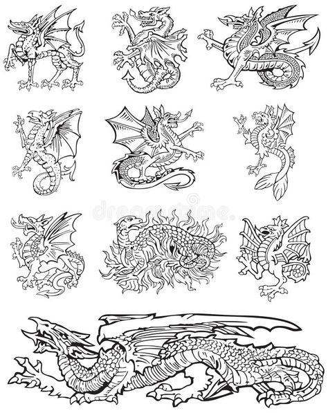 Medieval Pattern, Dragon Designs, Heraldry Design, Medieval Tattoo, Medieval Dragon, Dragon Illustration, Fantasy Map, Dragon Drawing, Dragon Design