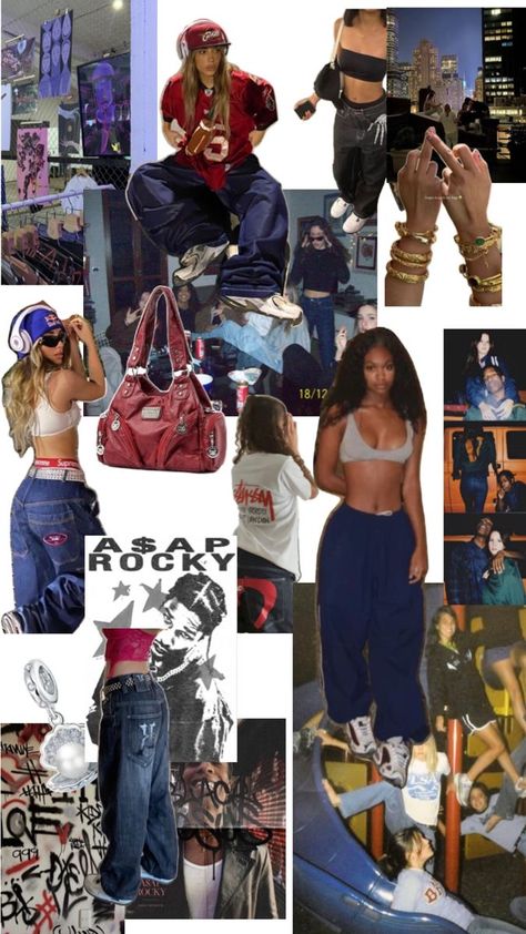 R B Aesthetic Outfit, Street Style Outfits Casual, Want And Need, Tell My Story, Fasion Outfits, Denim On Denim, Style Hip Hop, 2000s Fashion Outfits, Streetwear Fashion Women