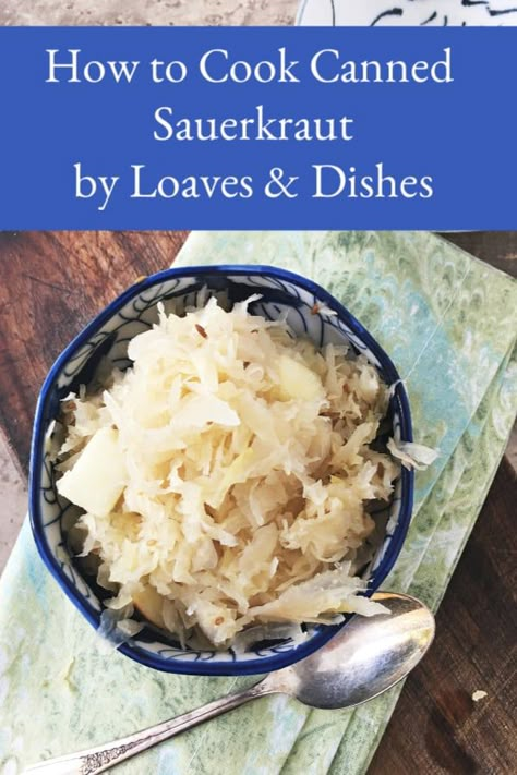 This recipe shows you how to make canned sauerkraut delicious in about 20 minutes.  Tastes like the best homemade sauerkraut recipe you ever tasted! #sauerkraut How To Cook Canned Sauerkraut, How To Cook Sourkrout, Sauerkraut For Brats, Sourkrout Recipes Crockpot, Sauerkraut Side Dish, How To Cook Sauerkraut, Saurkraut Recipes Canned, Best Ever Saurkraut, Best Sauerkraut Recipe