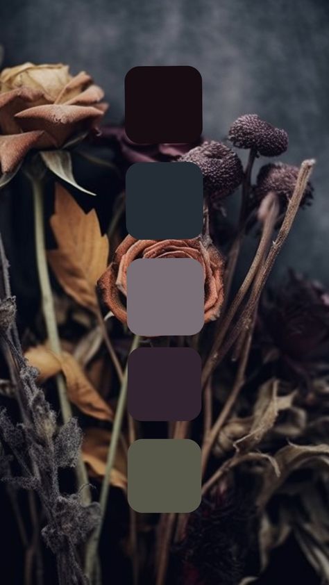 Dark Boho Color Palette, Gothic Color Palette, Dark Home Decor, Color Schemes Colour Palettes, Palette Ideas, Dark Home, Colour Ideas, Color Palette Design, Paint Colors For Home