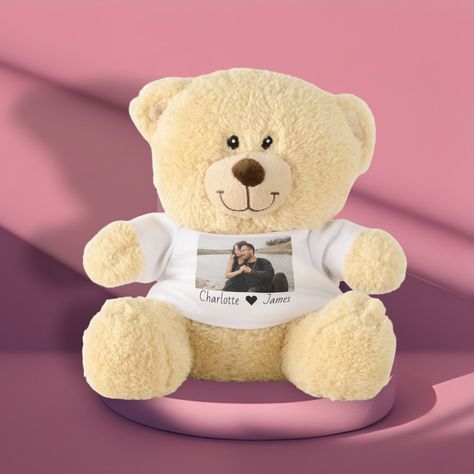 $37.90 | Custom Made Photo And Text Personalized Teddy Bear #ricaso #addname #addphotoandtextpersonalized #makeyourown #createyourown #designyourown #personalizethis #uniquephotogifts #funphotogifts Teddy Bear Shirt, Custom Teddy Bear, Unique Photo Gifts, Personalized Stuffed Animals, Personalised Teddy Bears, Photo And Text, Watercolor Floral Pattern, Customized Photo Gifts, Bear Shirt