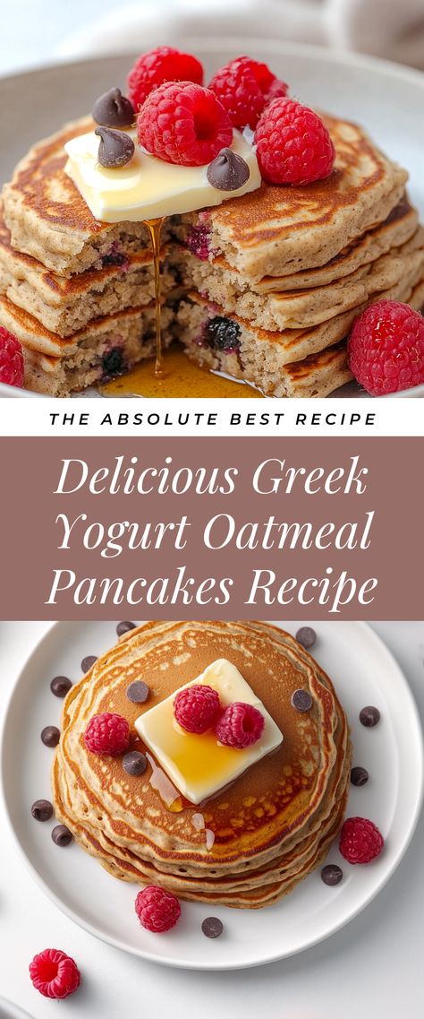 Image for Delicious Greek Yogurt Oatmeal Pancakes Recipe Greek Yogurt Oatmeal Pancakes, Bread Using Greek Yogurt, Recipes For Greek Yogurt, Protein Pancakes Greek Yogurt, Recipes With Greek Yogurt Breakfast, Protein Pancakes With Greek Yogurt, Yogurt Recipes Healthy Breakfast, Oatmeal Recipes Protein, Greek Yogurt Uses